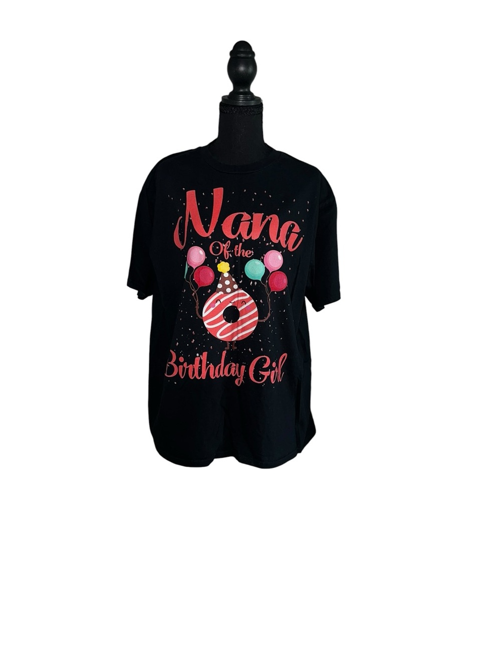 Nana of the Birthday Girl Black Graphic Tee